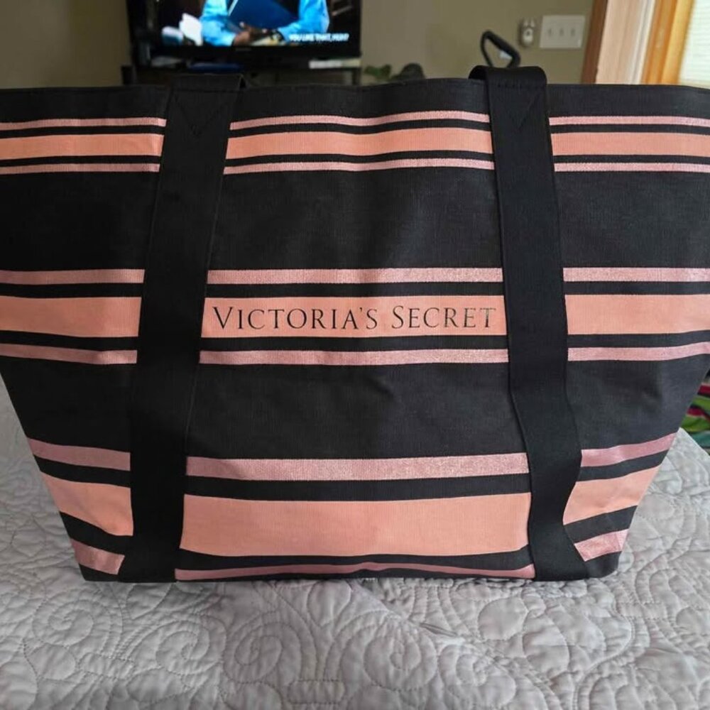 Victoria's Secret Shine Stripe Weekender Tote